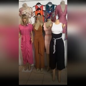 Black Striped Women's Cropped Jumpsuit